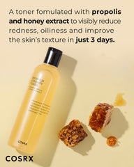 Propolis 72.6% and honey 10% blend label signals nourishing ingredients.