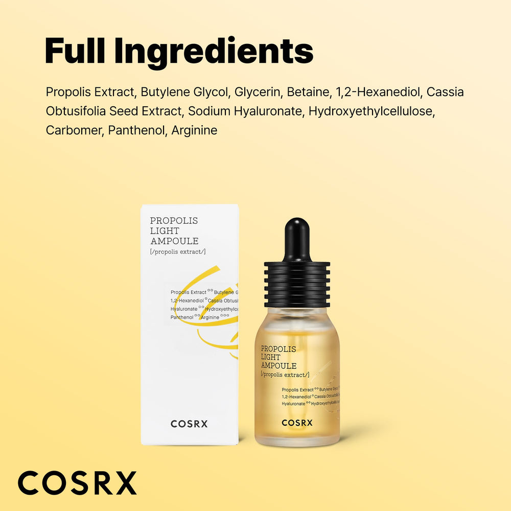 COSRX Propolis Ampoule on a bathroom shelf ready for daily use