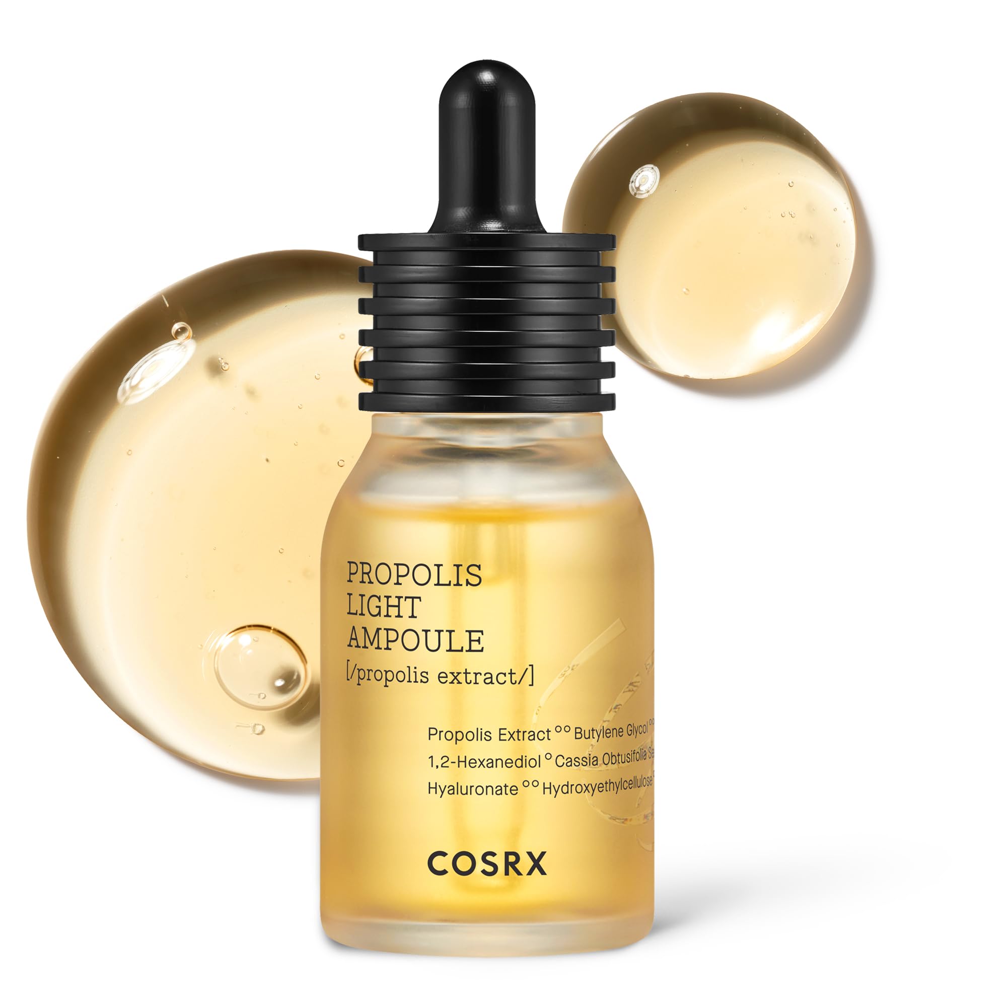 COSRX Propolis Ampoule bottle with glow-boosting serum texture for radiant skin