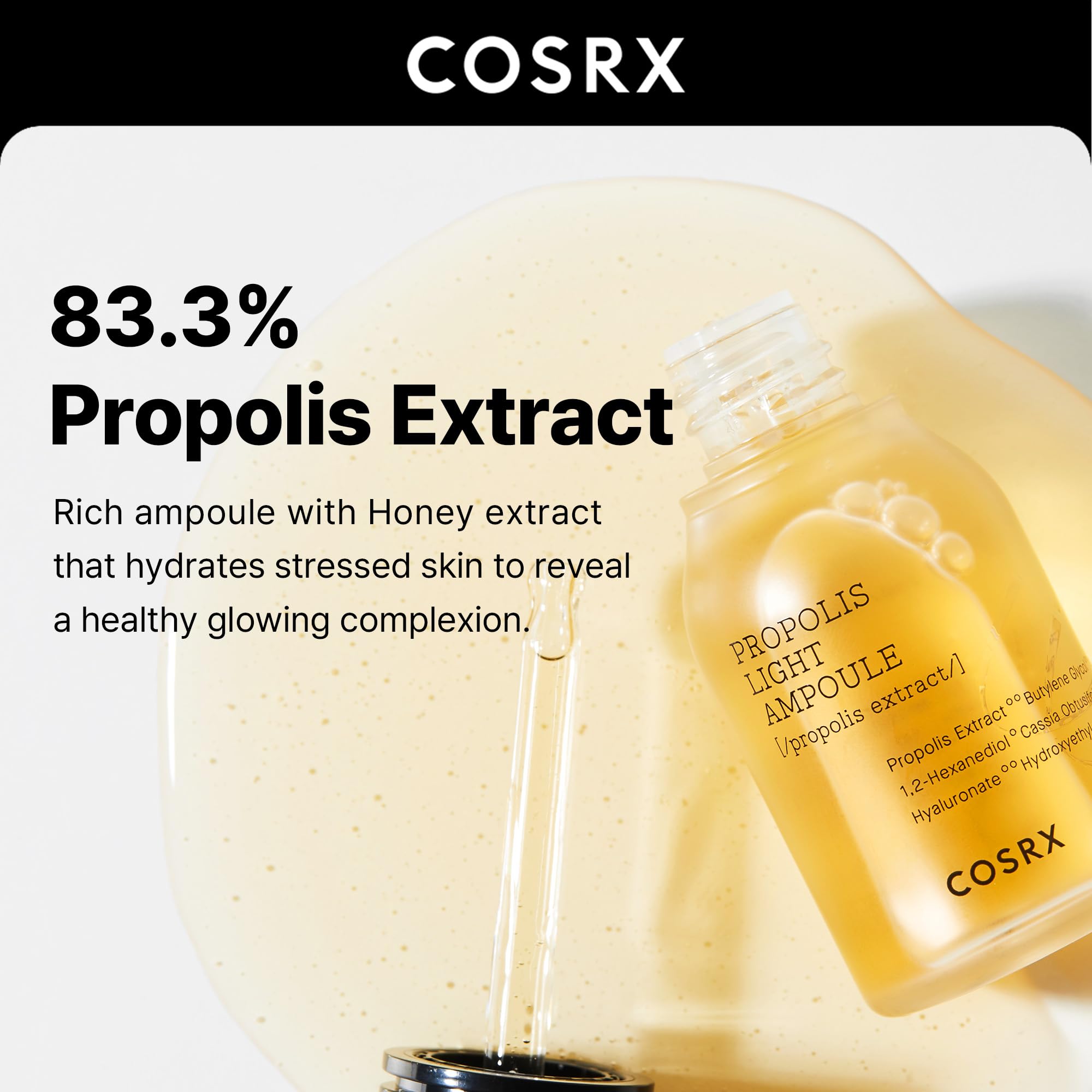 Applying COSRX Propolis Ampoule for hydrating skincare and gentle care