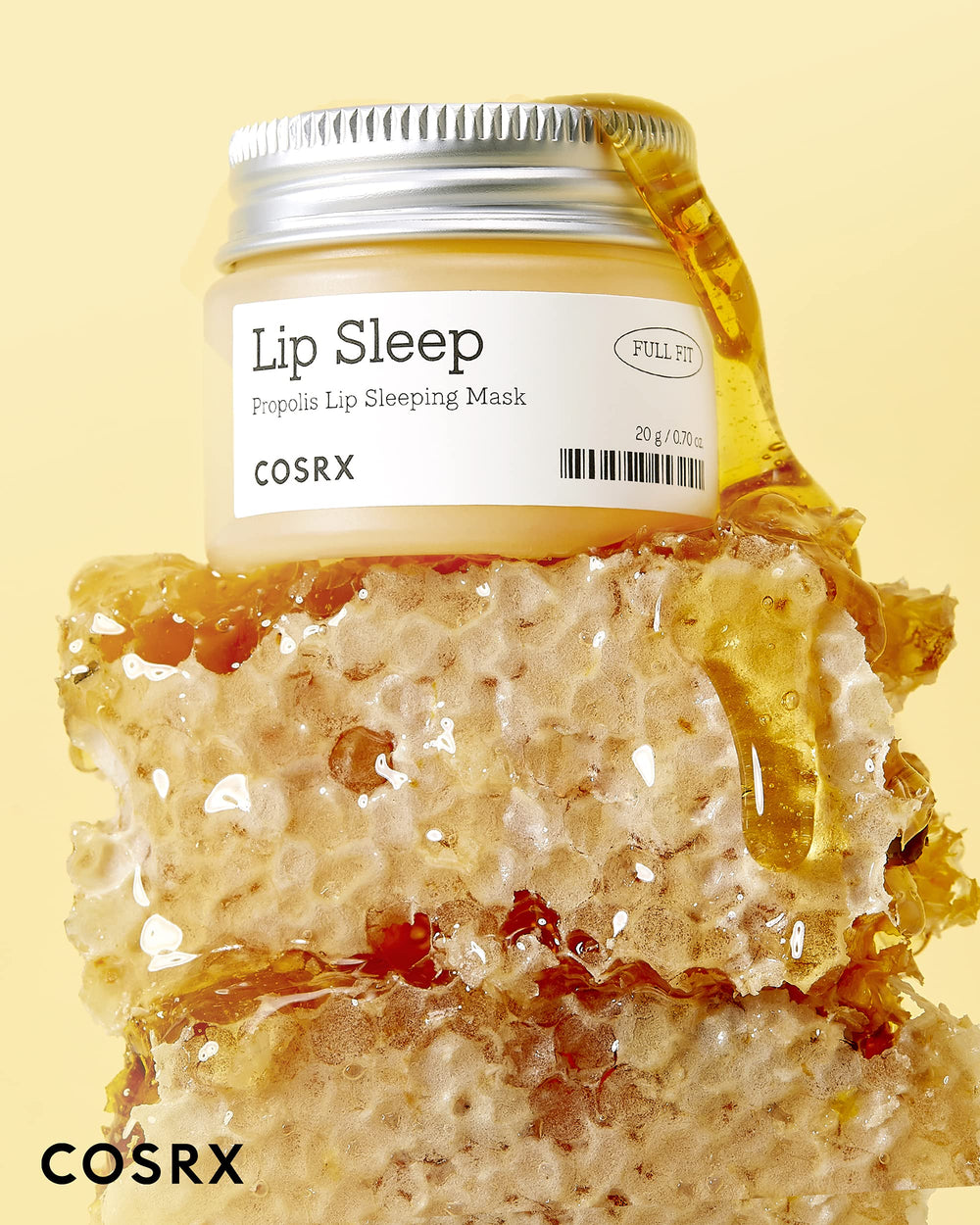 COSRX propolis honey complex and shea butter nourish lips.