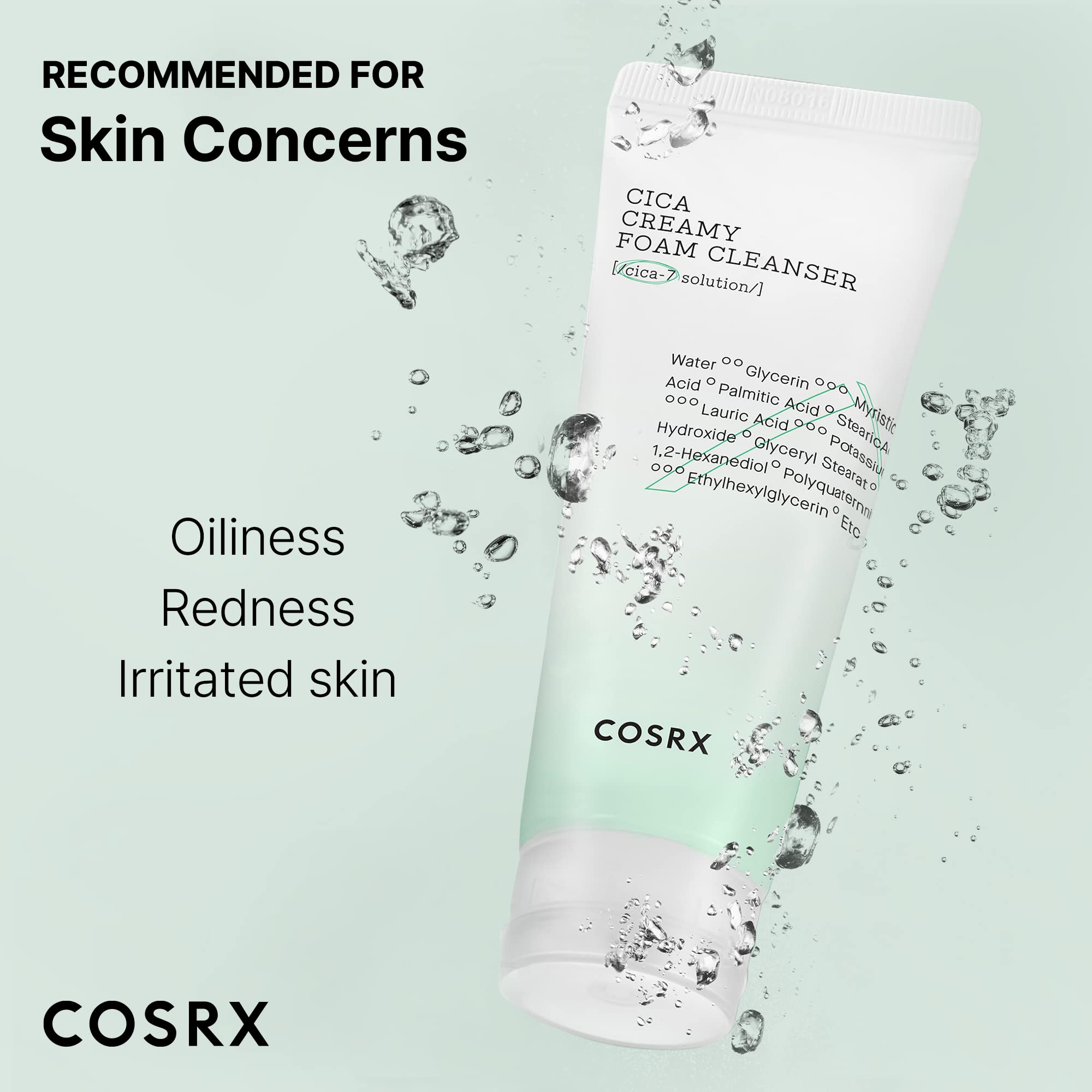 COSRX Pure Fit Cica Creamy Foam Cleanser rinsing action removing impurities gently