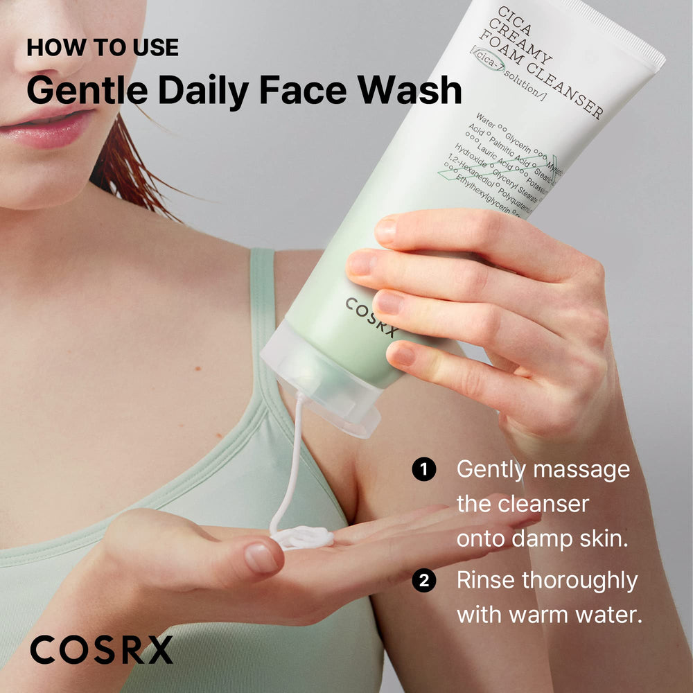COSRX Pure Fit Cica Creamy Foam Cleanser skincare routine staple in morning and night