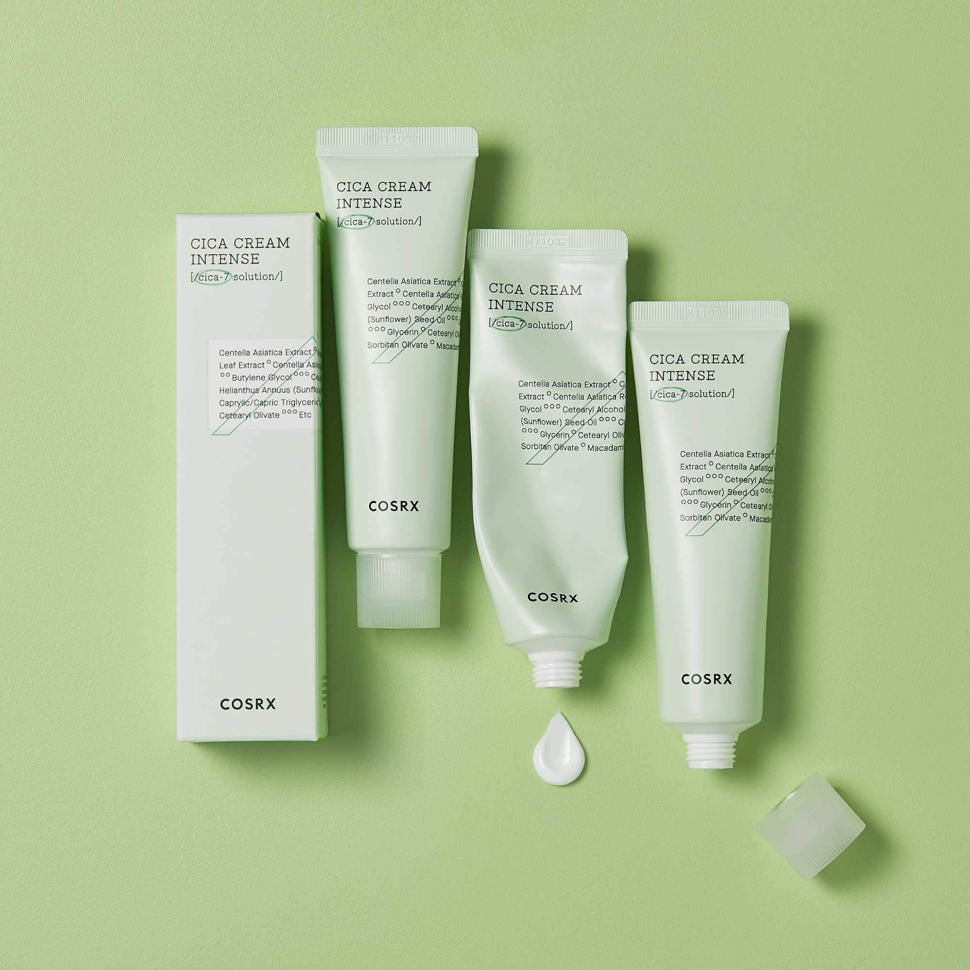 COSRX Pure Fit Cica Intensive Cream ingredient swatch highlighting Centella Asiatica extract