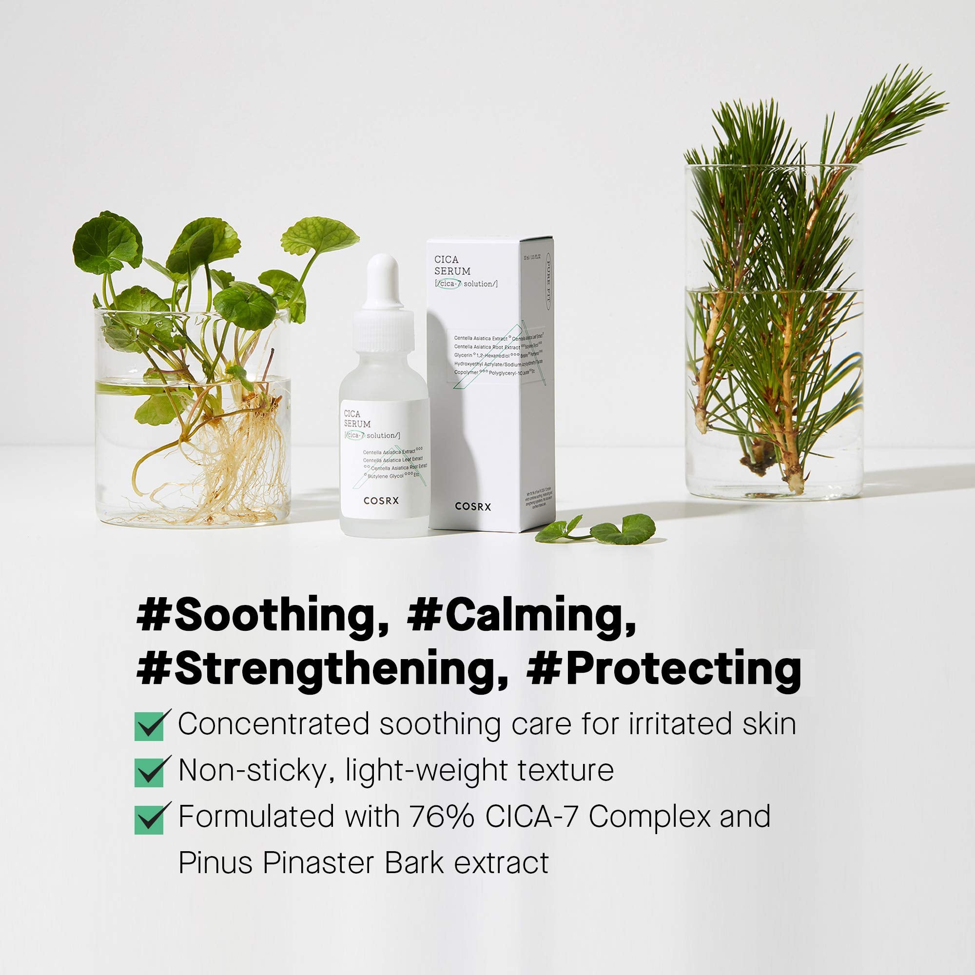 COSRX Pure Fit Cica Serum application dropper ready to soothe redness.
