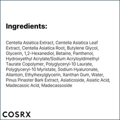 COSRX Pure Fit Cica Serum packaging closeup shows clean, dermatologist-tested formula.