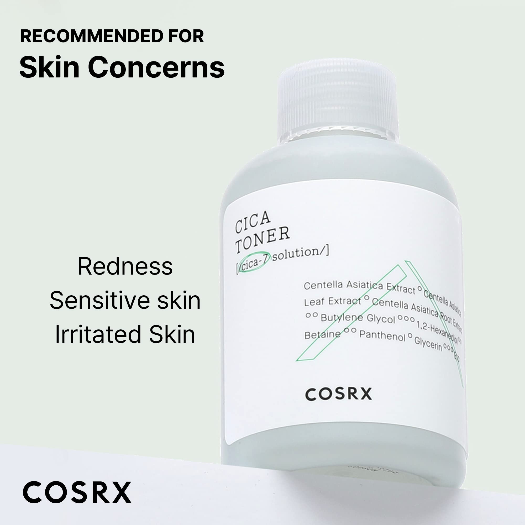 COSRX Pure Fit CICA Toner ingredients visual focusing on the CICA-7 complex.