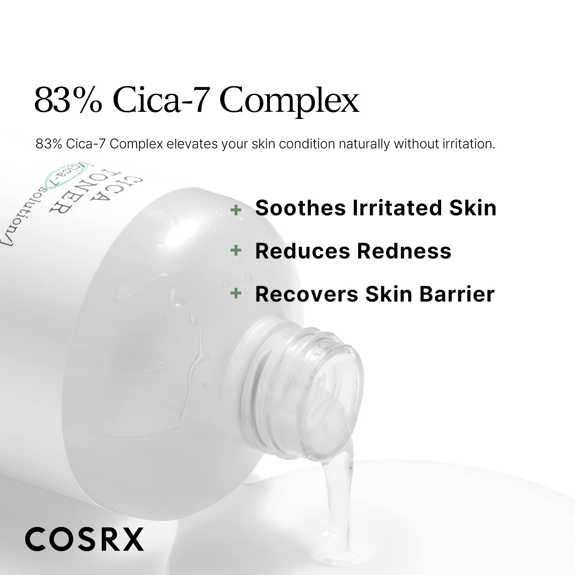 COSRX Pure Fit CICA Toner liquid swirl shows lightweight texture.