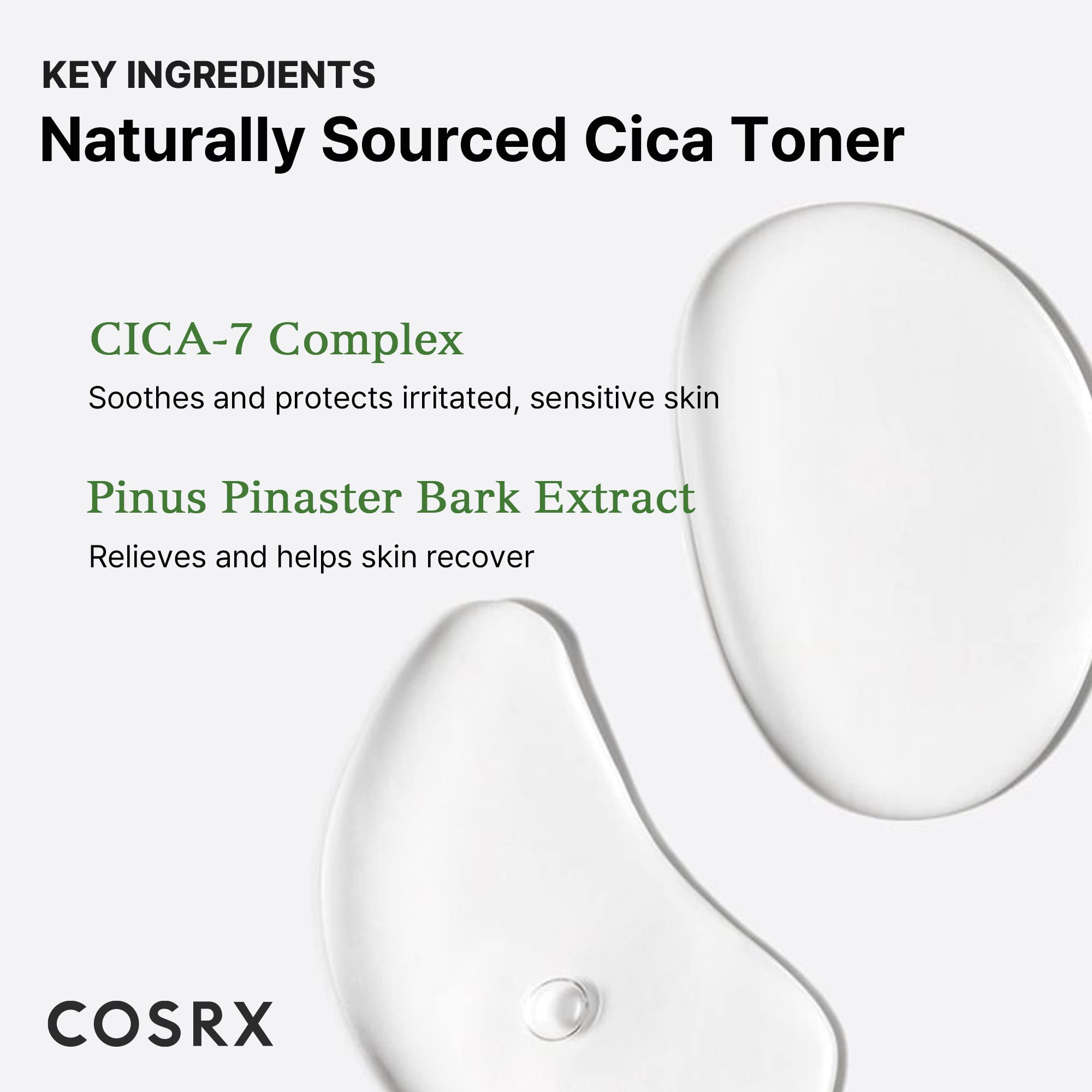 COSRX Pure Fit CICA Toner packaging detail highlights clean ingredients.