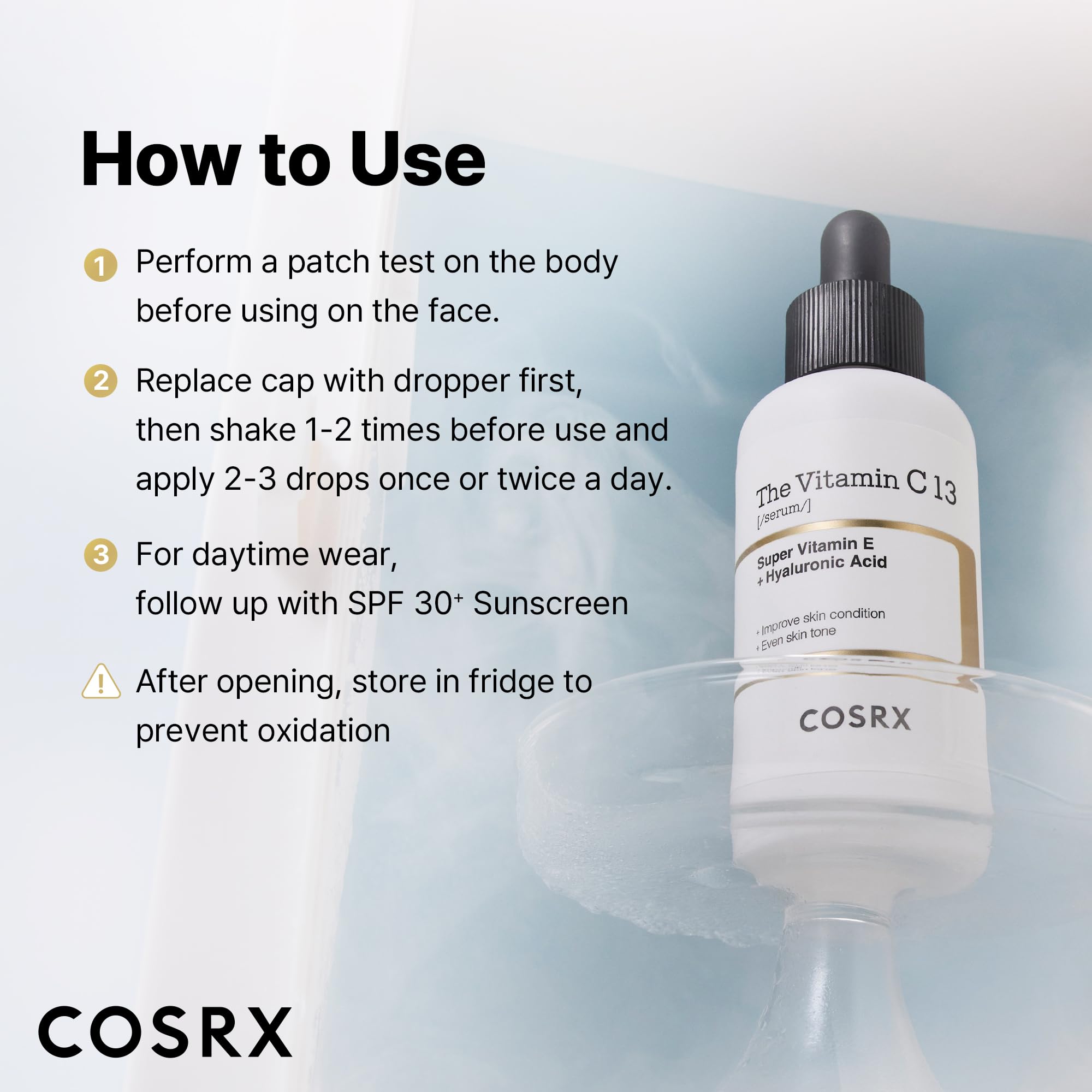 The COSRX serum absorbs quickly for a smooth, refreshed feel on skin