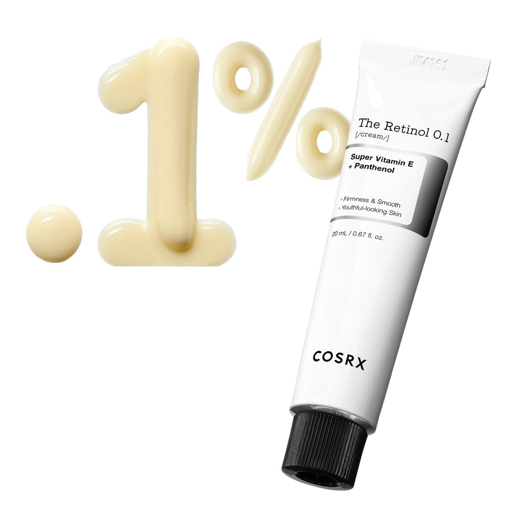 COSRX Retinol 0.1% Cream jar close-up showing premium packaging and gentle daily care