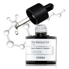 COSRX Retinol 0.5 Oil bottle with premium nighttime packaging for smoother skin