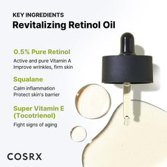 Close-up shows the silky texture of COSRX Retinol 0.5 Oil