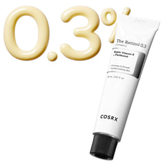 COSRX Retinol 0.3% Cream jar close-up shows smooth texture for firmer skin.