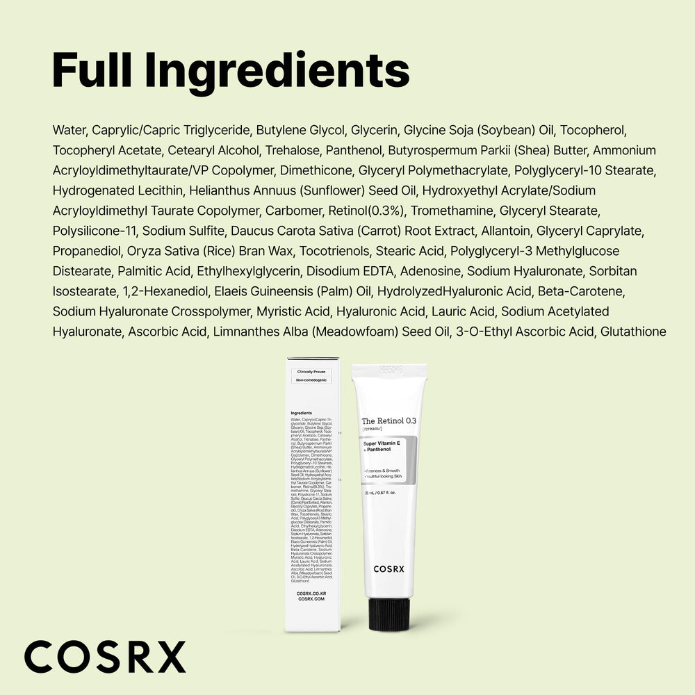 Packaging box for COSRX Retinol 0.3% Cream with label.