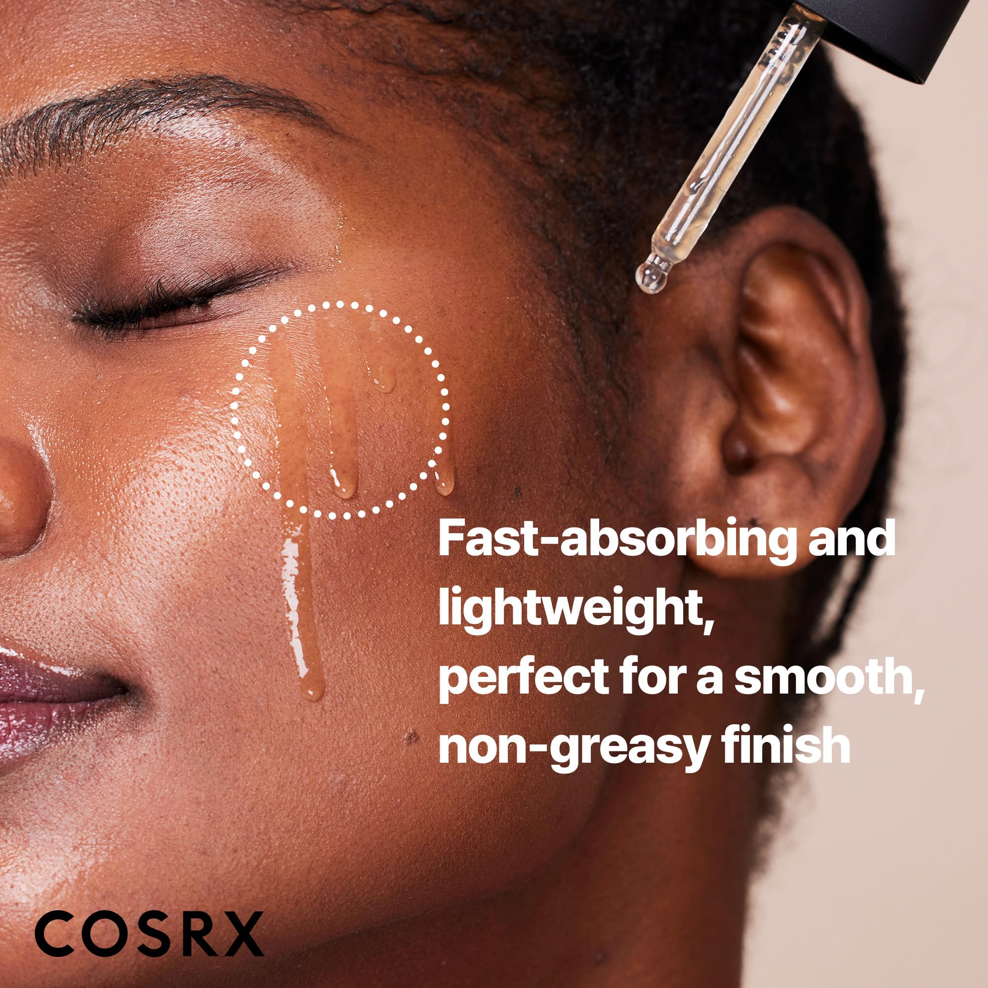 COSRX application on hand demonstrates quick absorption and soothing texture.