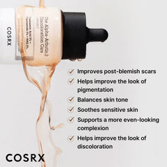 COSRX serum texture closeup highlights a lightweight, non-sticky finish.