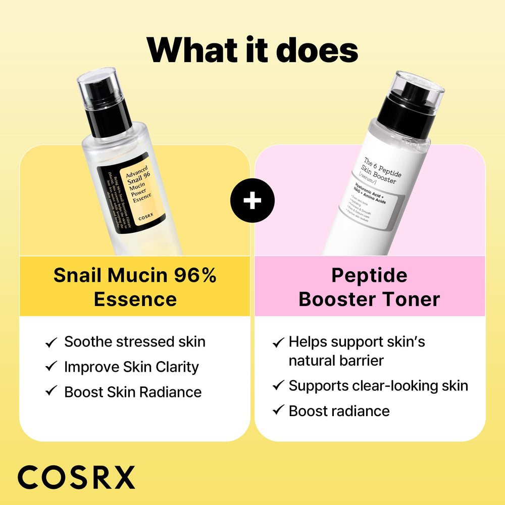 COSRX Skin Booster Peptide Toner Serum bottle enhances texture and radiance