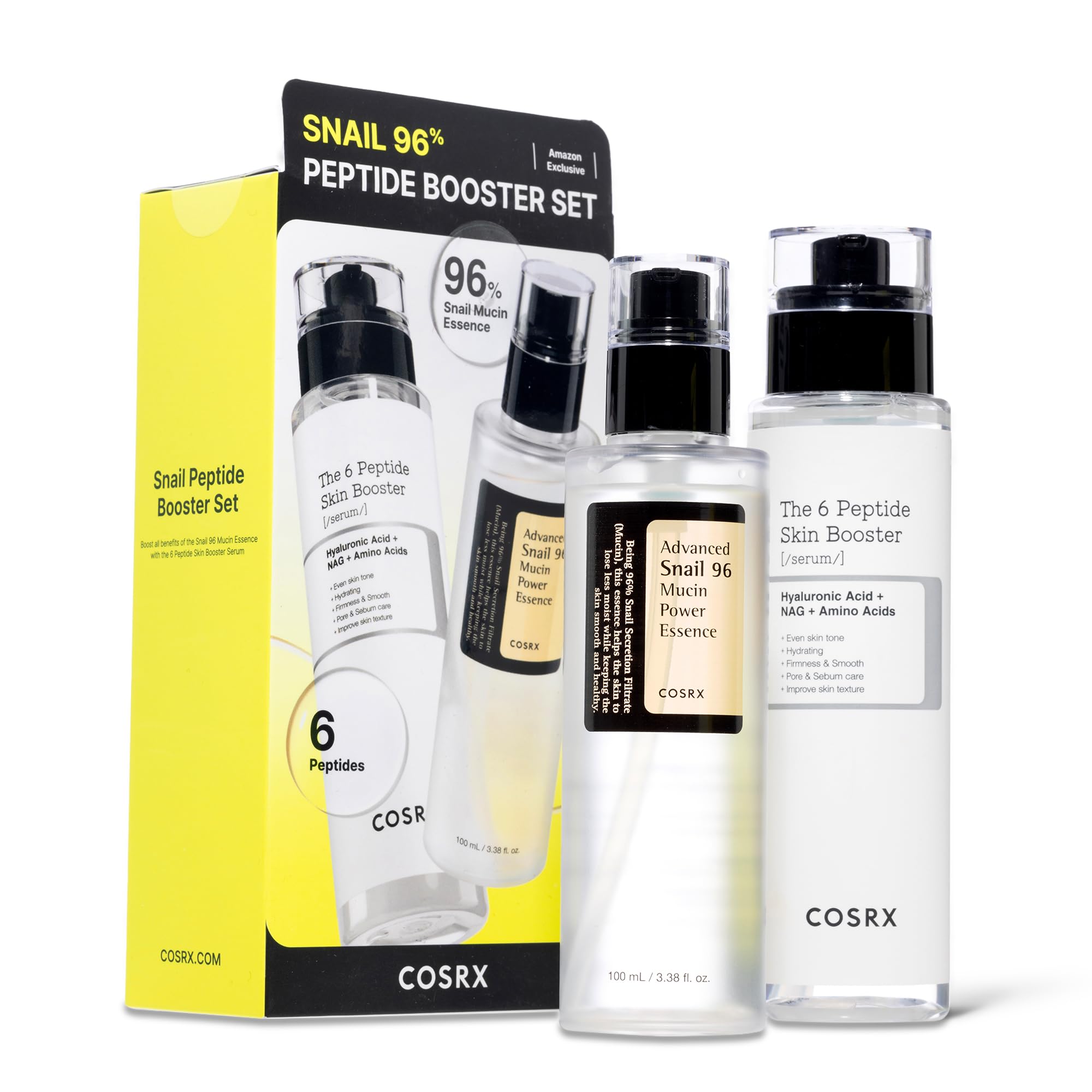 COSRX Snail Mucin 96 Essence bottle highlighting hydration and glow