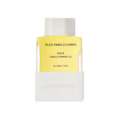Costa Brazil Kaya Jungle Firming Body Oil bottle close-up showing silky hydration.