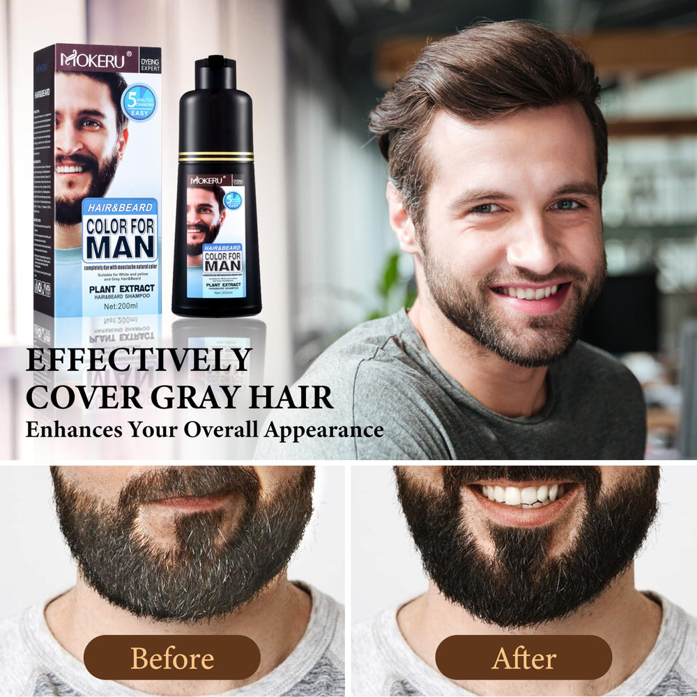COSYAGE beard dye shampoo color blend demonstrates gray hair seamless integration.