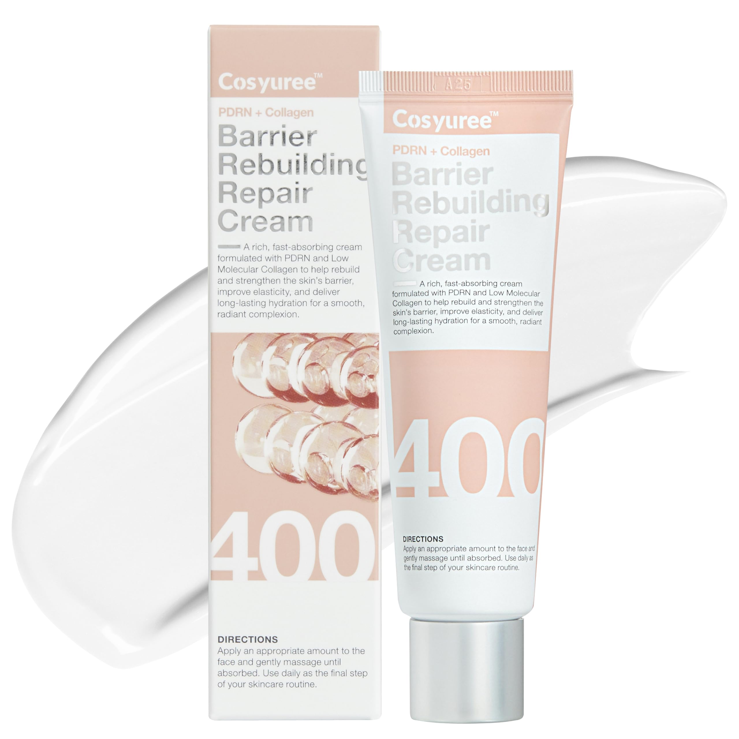 COSYUREE Collagen + PDRN Repair Cream bottle delivers deep hydration for radiant skin.