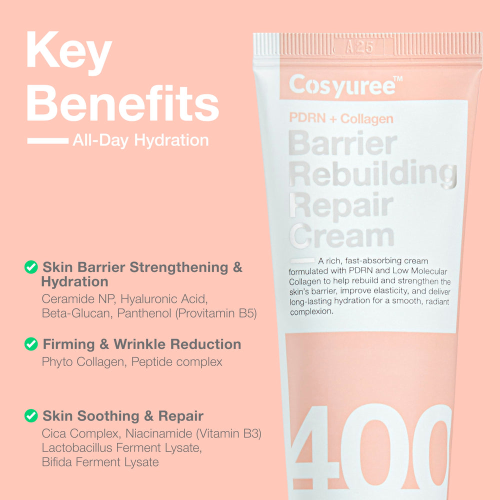 COSYUREE Collagen + PDRN Repair Cream niacinamide brightening tone close-up.