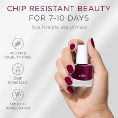 Cote Sangria creamy color delivers flawless, single-stroke coverage at home.
