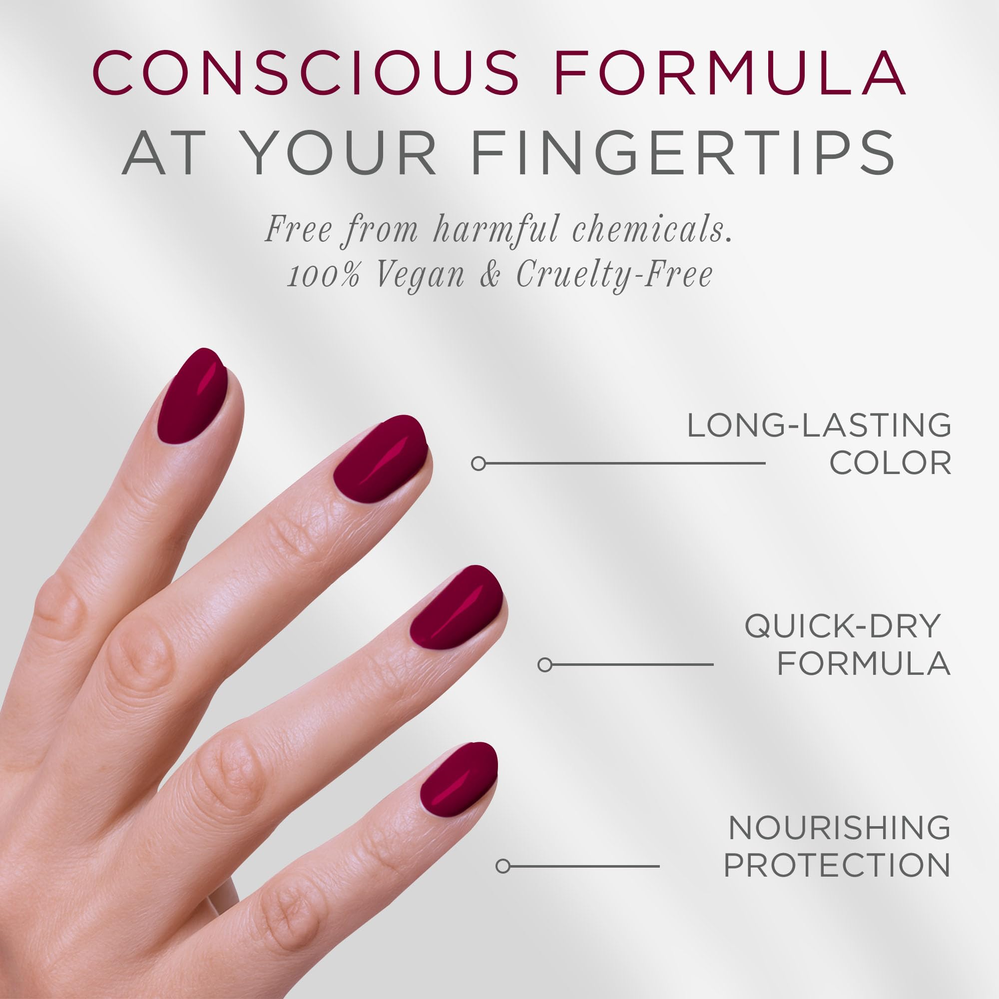 Cote Sangria nails in daylight reveal a glossy, long-wearing finish.