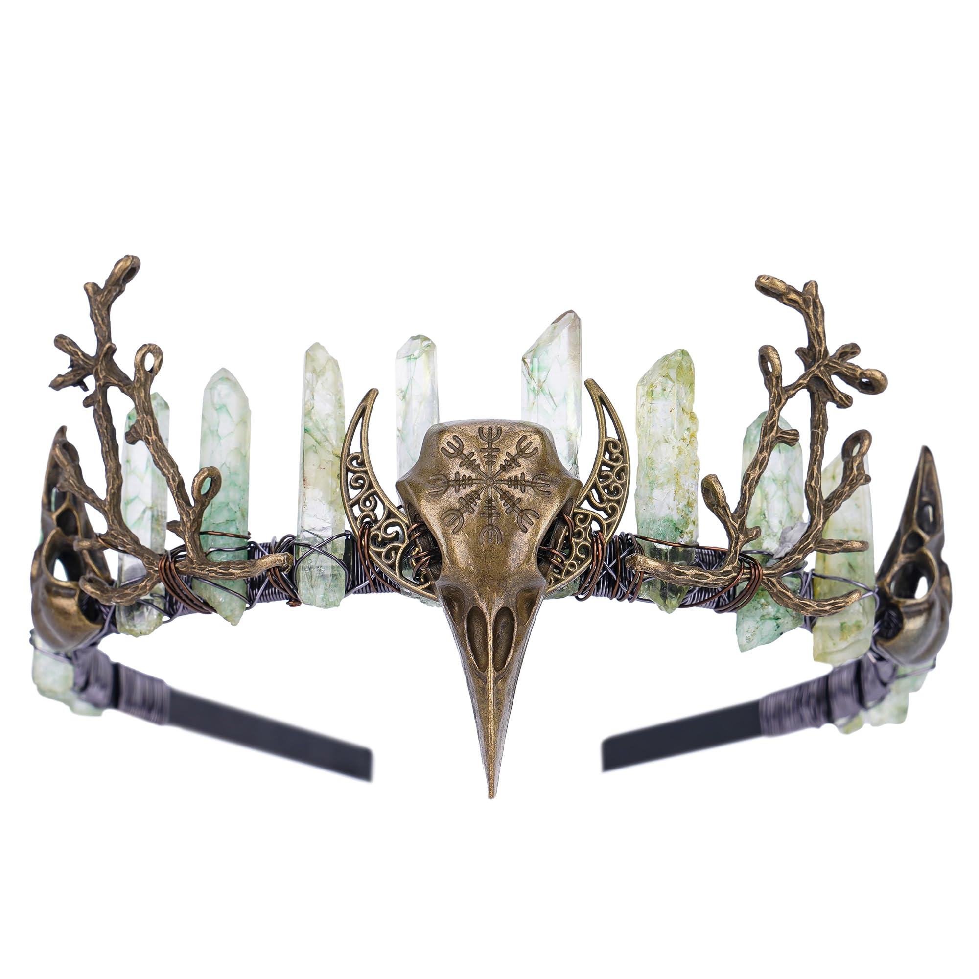 CoTeeZa Green Fairy Crystal Crown closeup of sparkling crystals for elegant wedding shine