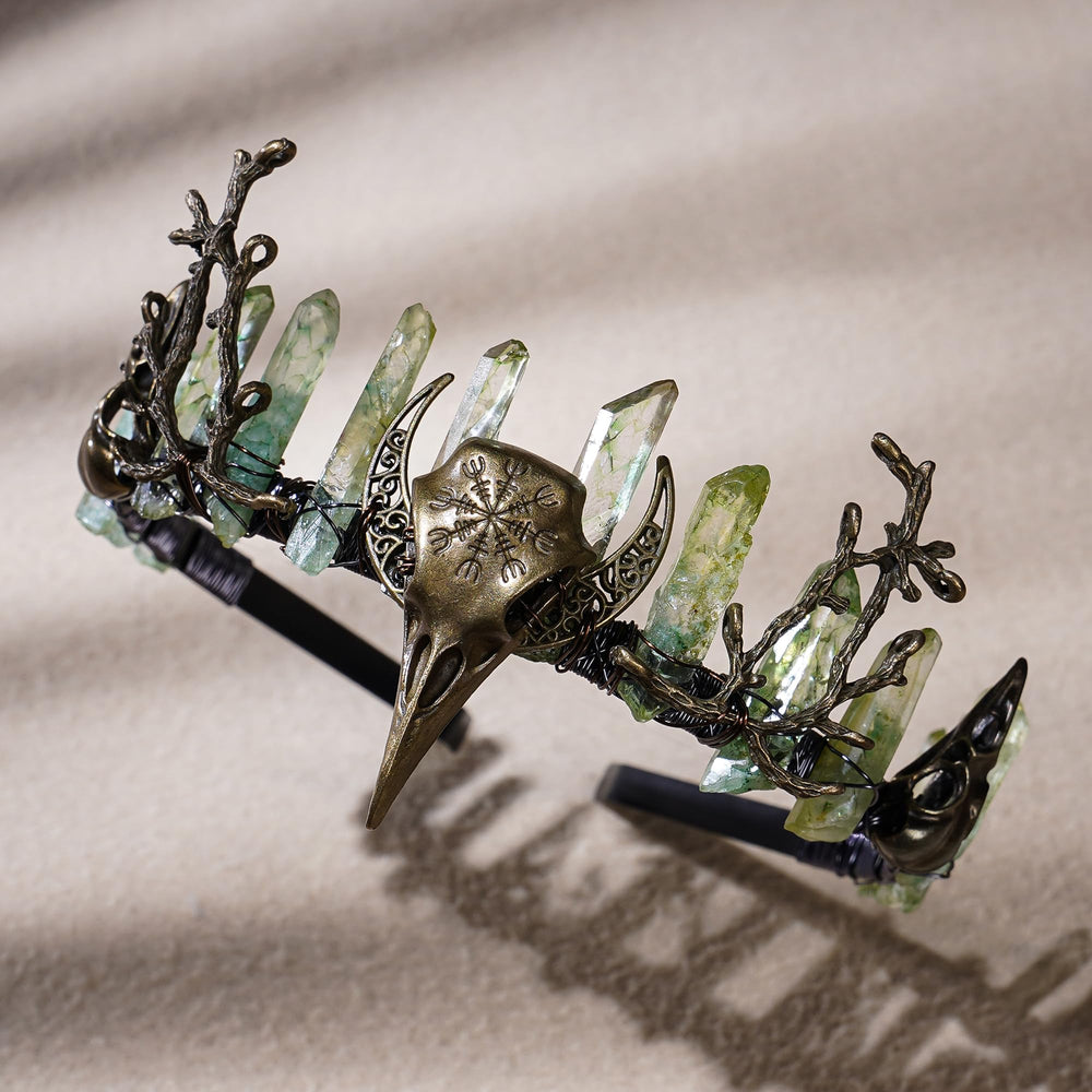 CoTeeZa Green Fairy Crystal Crown sparkle under light for standout photos