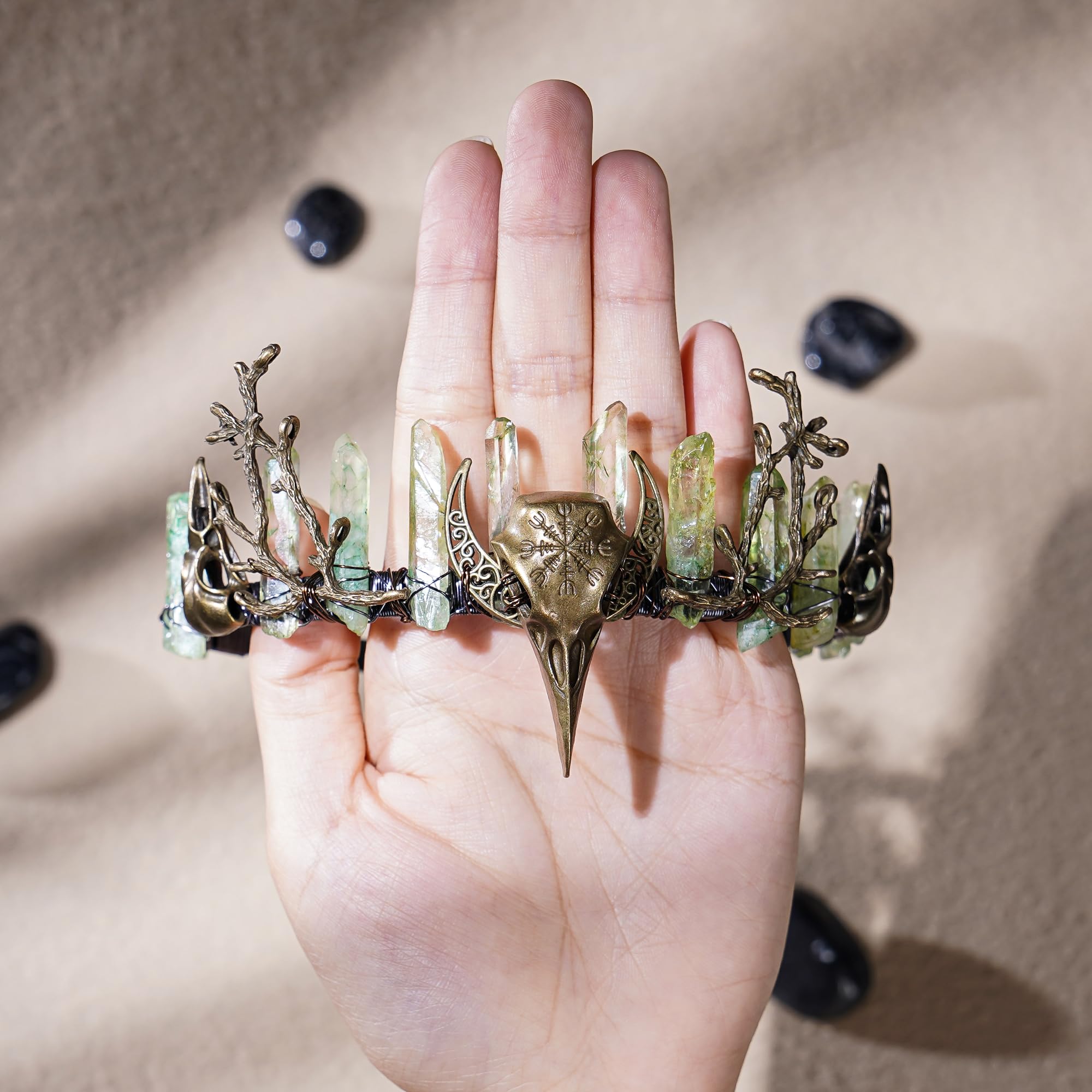 CoTeeZa Green Fairy Crystal Crown wedding look suitable for ceremonies
