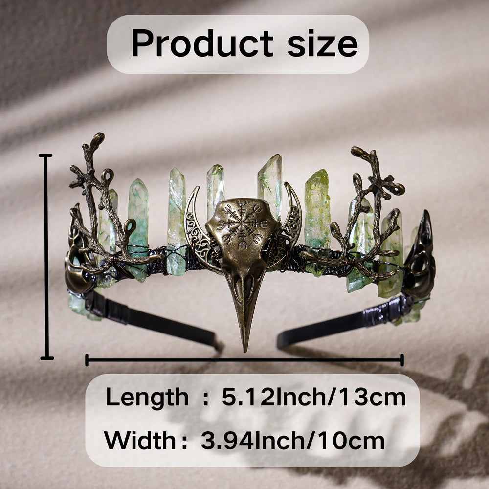 CoTeeZa Green Fairy Crystal Crown worn on head with hairpins for secure fit
