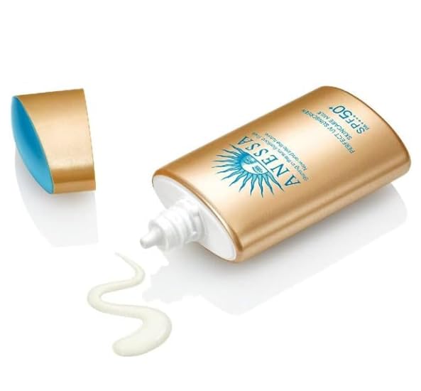 cotton labo Anessa sunscreen bottle back highlighting gentle, hypoallergenic design