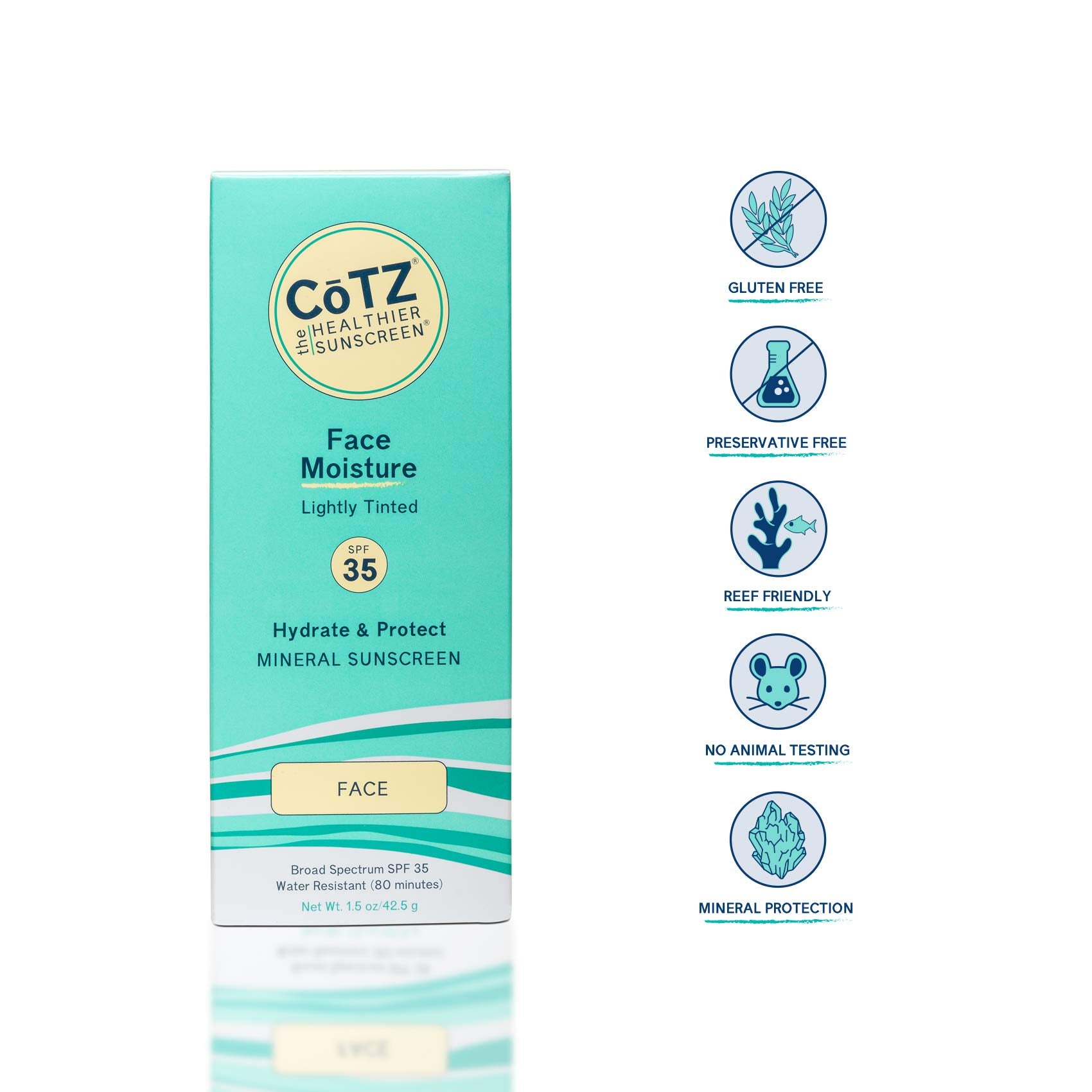 CoTZ Face Moisture swatch on skin reveals natural sheer tint and finish