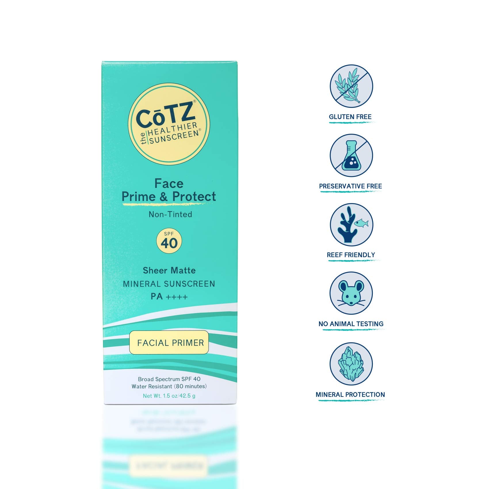 CoTZ Face Prime & Protect swatch on skin demonstrating non-tinted mineral formula