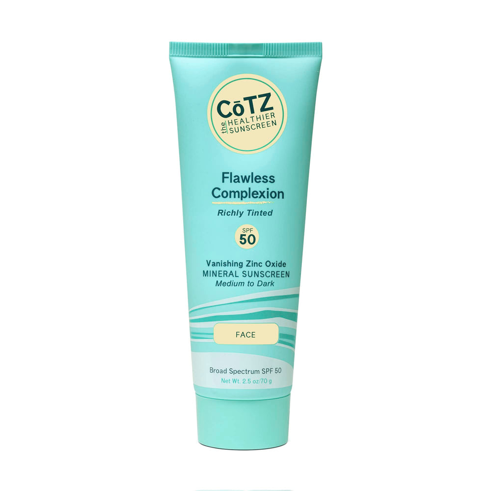 CoTZ Flawless Complexion Richly Tinted bottle for natural, even skin tone.