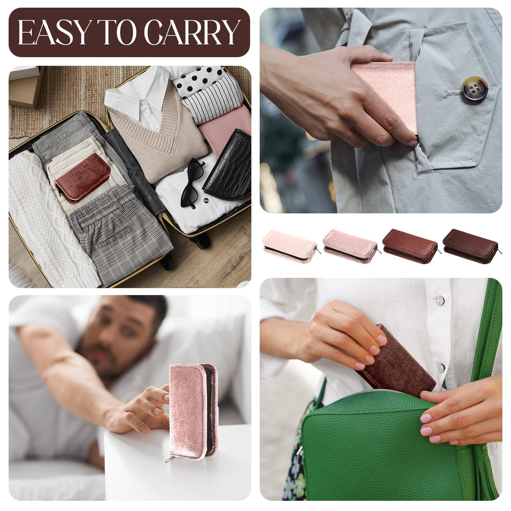 Coume Brown Series velvet travel case protects tools during travel.