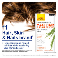 Country Life Maxi-Hair label highlights Keranat content for root-focused support.