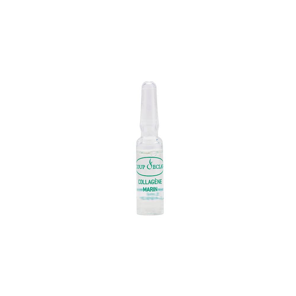 Coup d'Eclat Marine Collagen Ampoules glass vial highlights fast-absorbing serum.