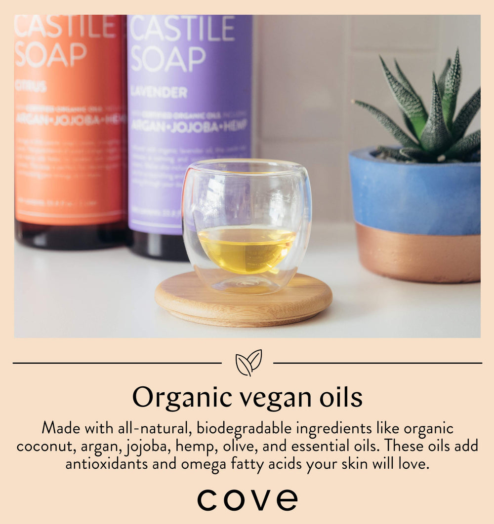 Cove Castile Soap Unscented pump bottle in a bathroom