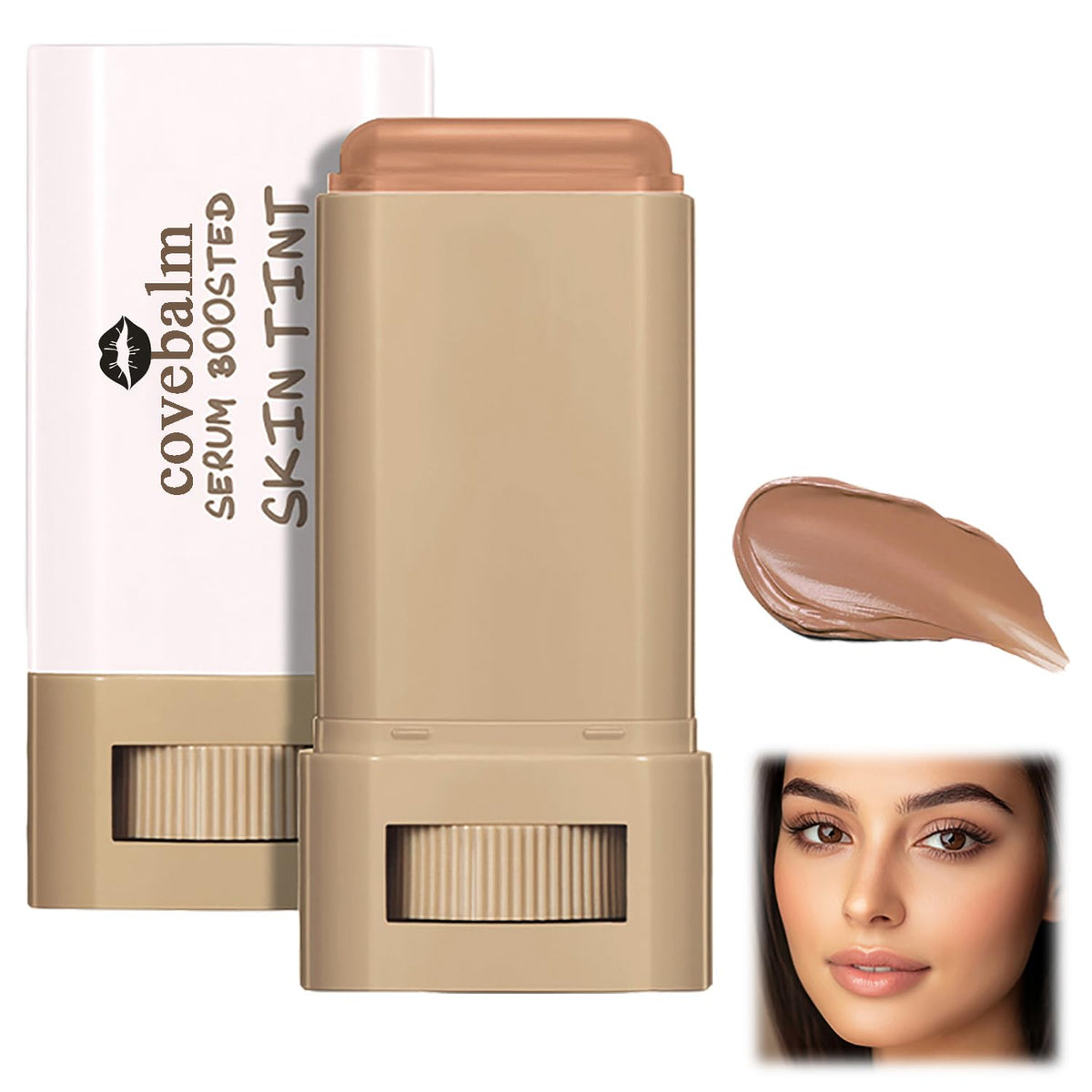 Covebalm Beauty Skin Tint twist-up stick packaging emphasizes vegan, cruelty-free care
