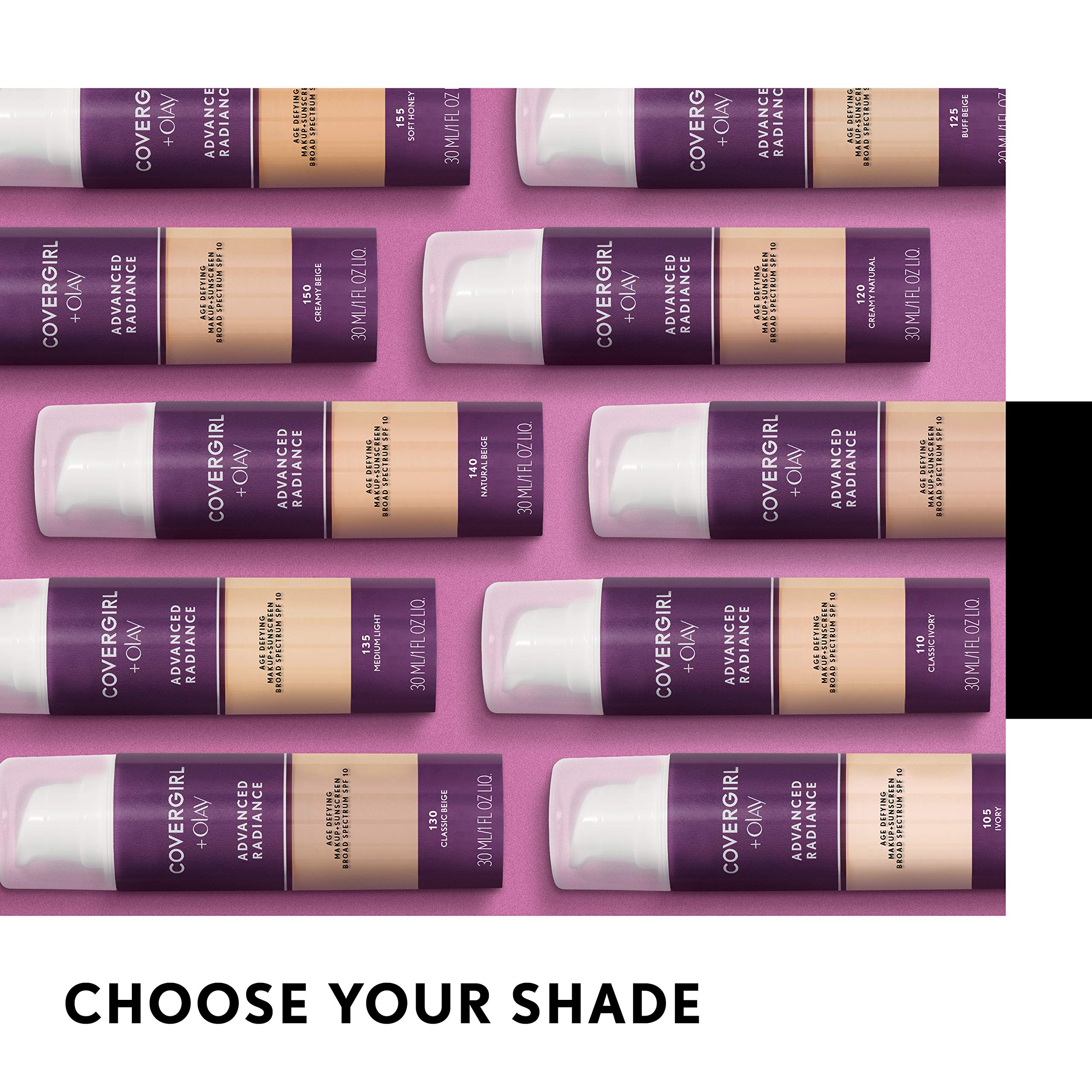 Close-up finish of CoverGirl foundation for a soft, radiant complexion.