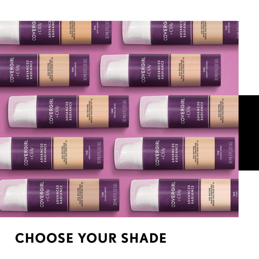 Close-up finish of CoverGirl foundation for a soft, radiant complexion.