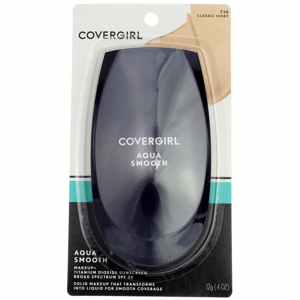 CoverGirl Aquasmooth compact foundation in Classic Ivory with creamy texture and even coverage.