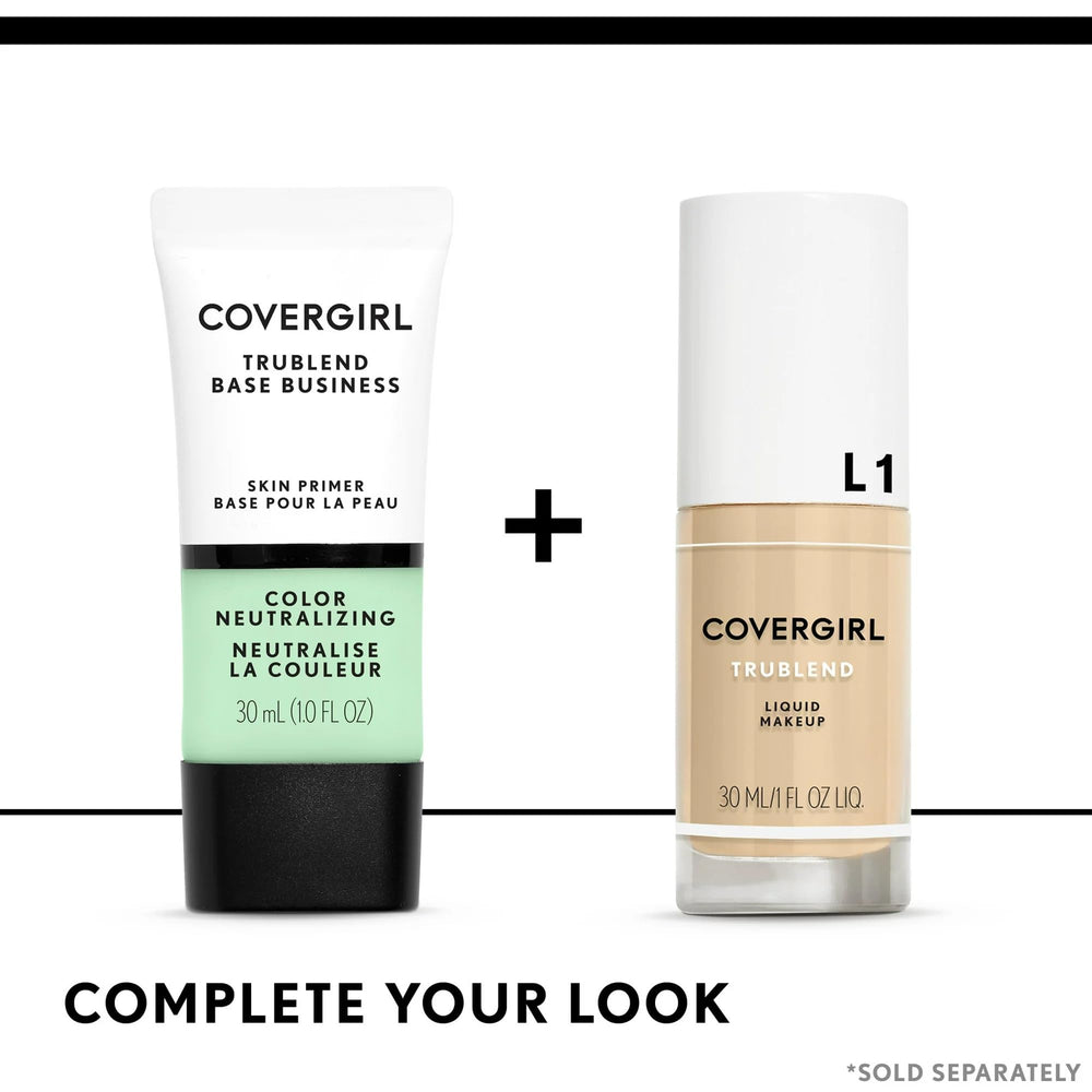CoverGirl Base Business Primer makeup routine on desk setup demonstrates daily prep.