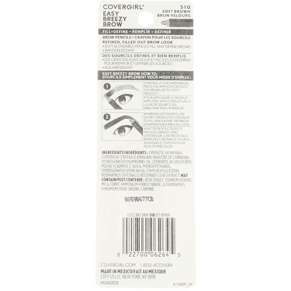 CoverGirl Brow & Eye Makers Eyeliner Soft Brown 510 for smooth, water-resistant definition.