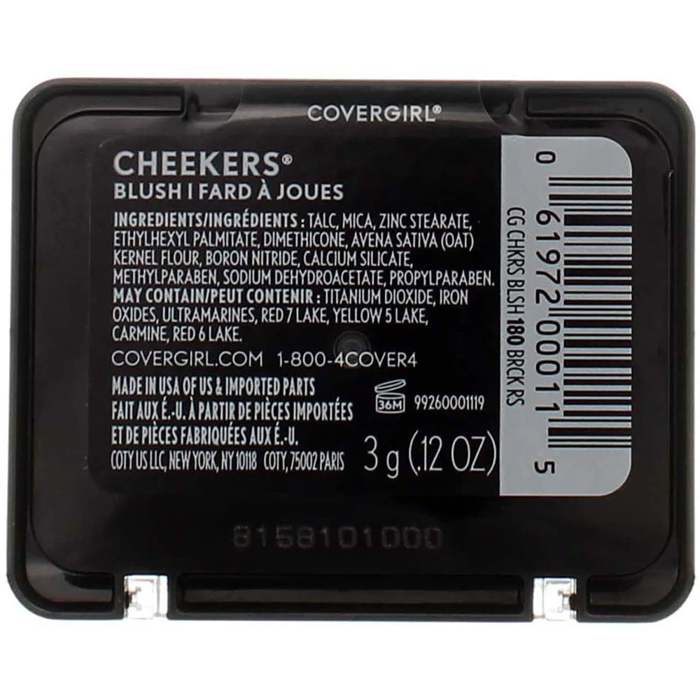 CoverGirl Cheekers Brick Rose application demonstrates easy, even coverage for lasting natural flush.