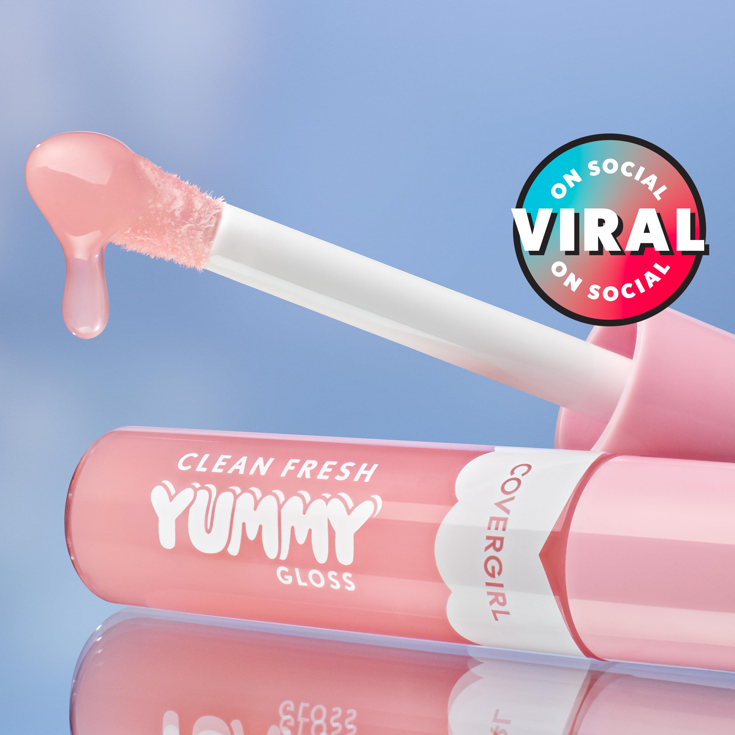 CoverGirl Clean Fresh Yummy Lip Gloss Sunset Skies glow on lips in daylight.