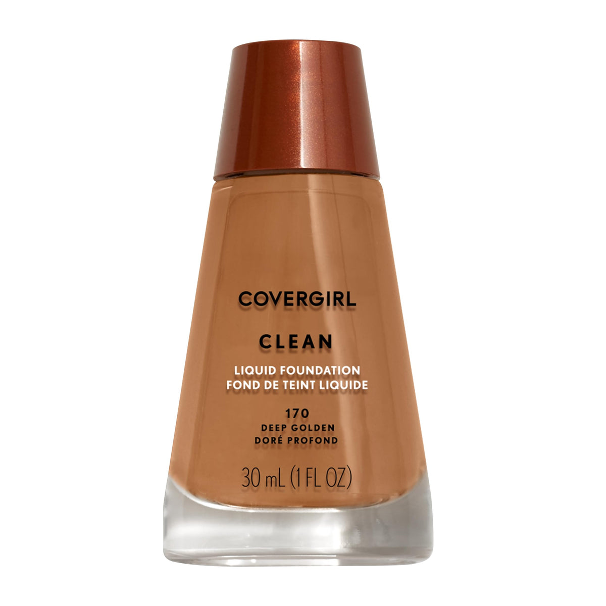 COVERGIRL Clean Liquid Foundation Deep Golden 170 bottle shows breathable coverage